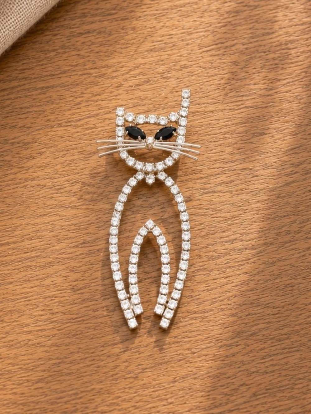Vintage Rare 1950s Rhinestone Cat Brooch